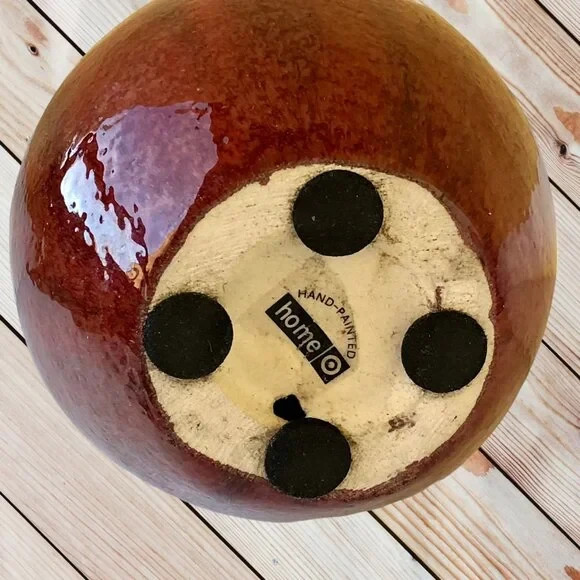 Ceramic Red Apple Fruit Pottery Decoration Green Stem Hand Painted gallery