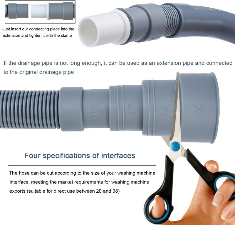 20FT Universal Washing Machine Drain Hose Extension Kit - Heavy Duty Flex Pipe gallery