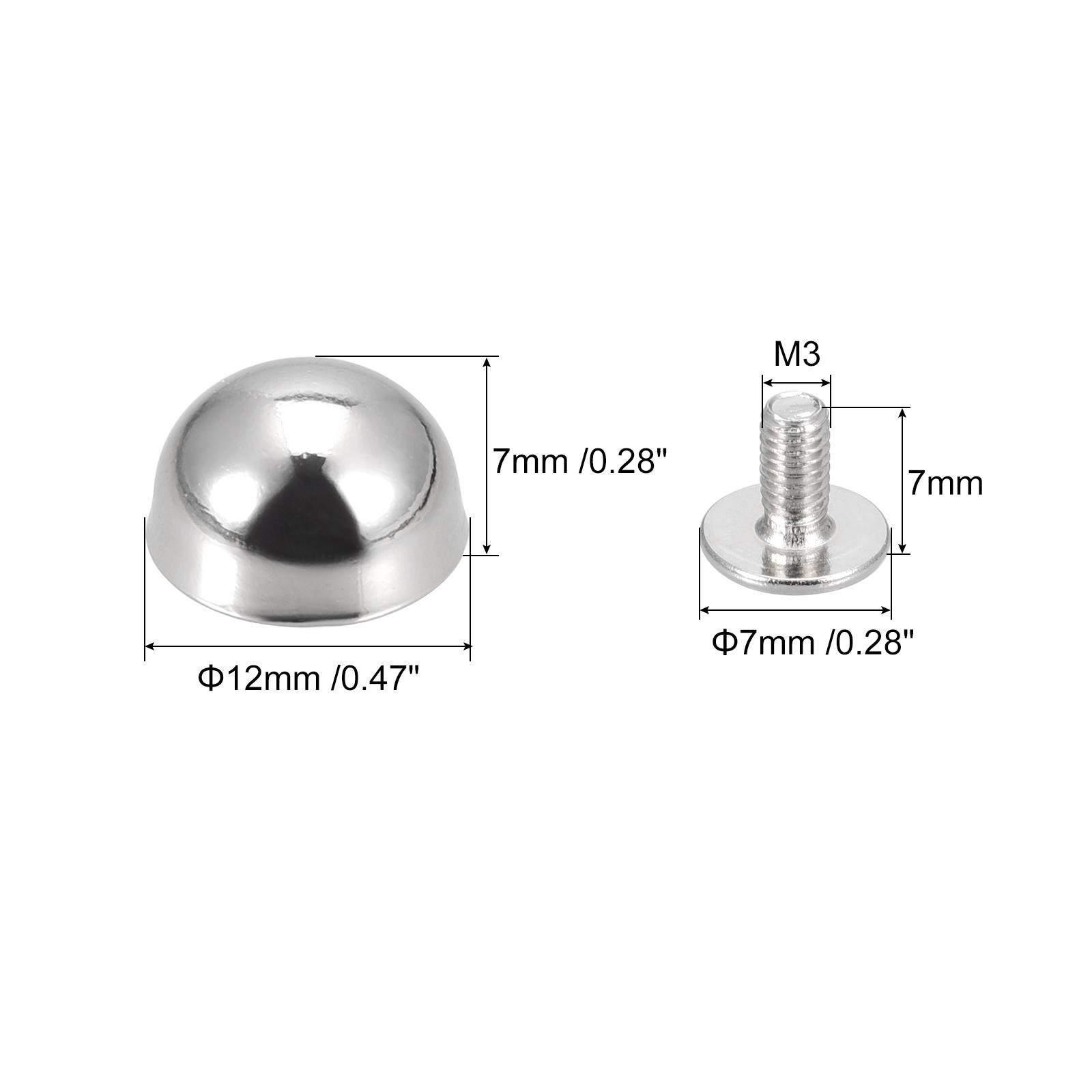 12x7mm Screw Back Rivets Hollow Round Head Leather Studs Silver Tone 10 Set gallery