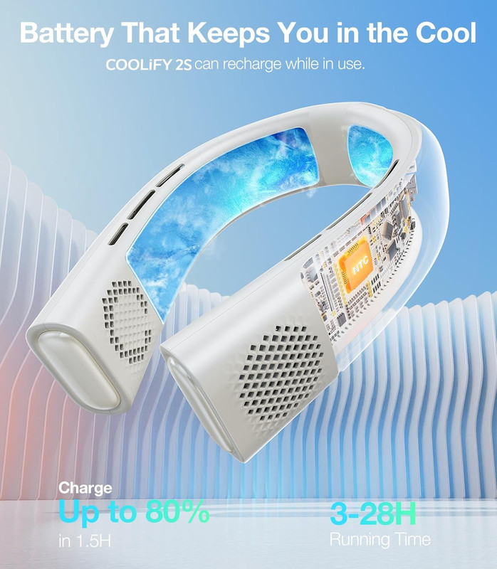 Coolify 2S Portable Neck Air Conditioner - 3-Speed Fan & Heater with App Control gallery