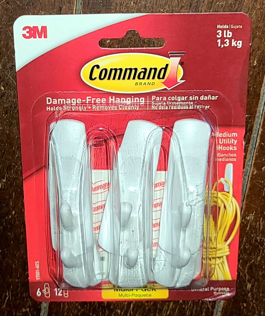 3m Command SIX PIECE MEDIUM UTILITY HOOKS Item #17001-6ES gallery