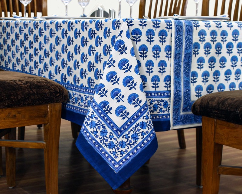 Dining Tablecloth Block Printed Table Cover Rectangle Tablecloth Gift for Dad gallery