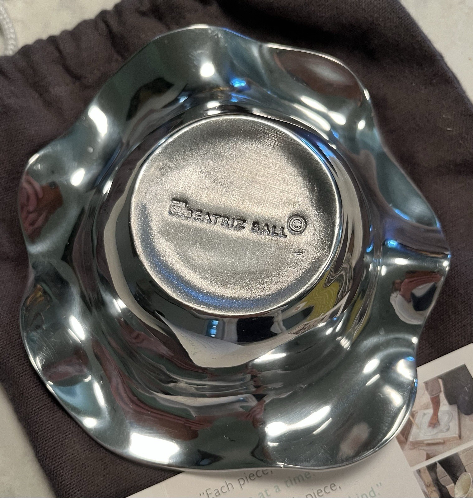 Beatriz Ball Wavy Free Form Small Silver Bowl With Dust Bag Never Used gallery