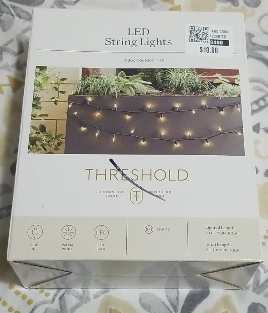 Threshold LED String Lights 21FT Indoor Outdoor Plug In Warm White New 100