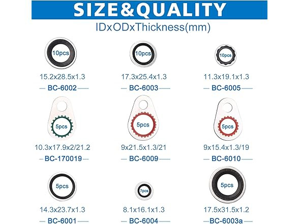 62PC A/C System Compressor Gasket Seals Conditioning Compressor Port Seal Washer gallery