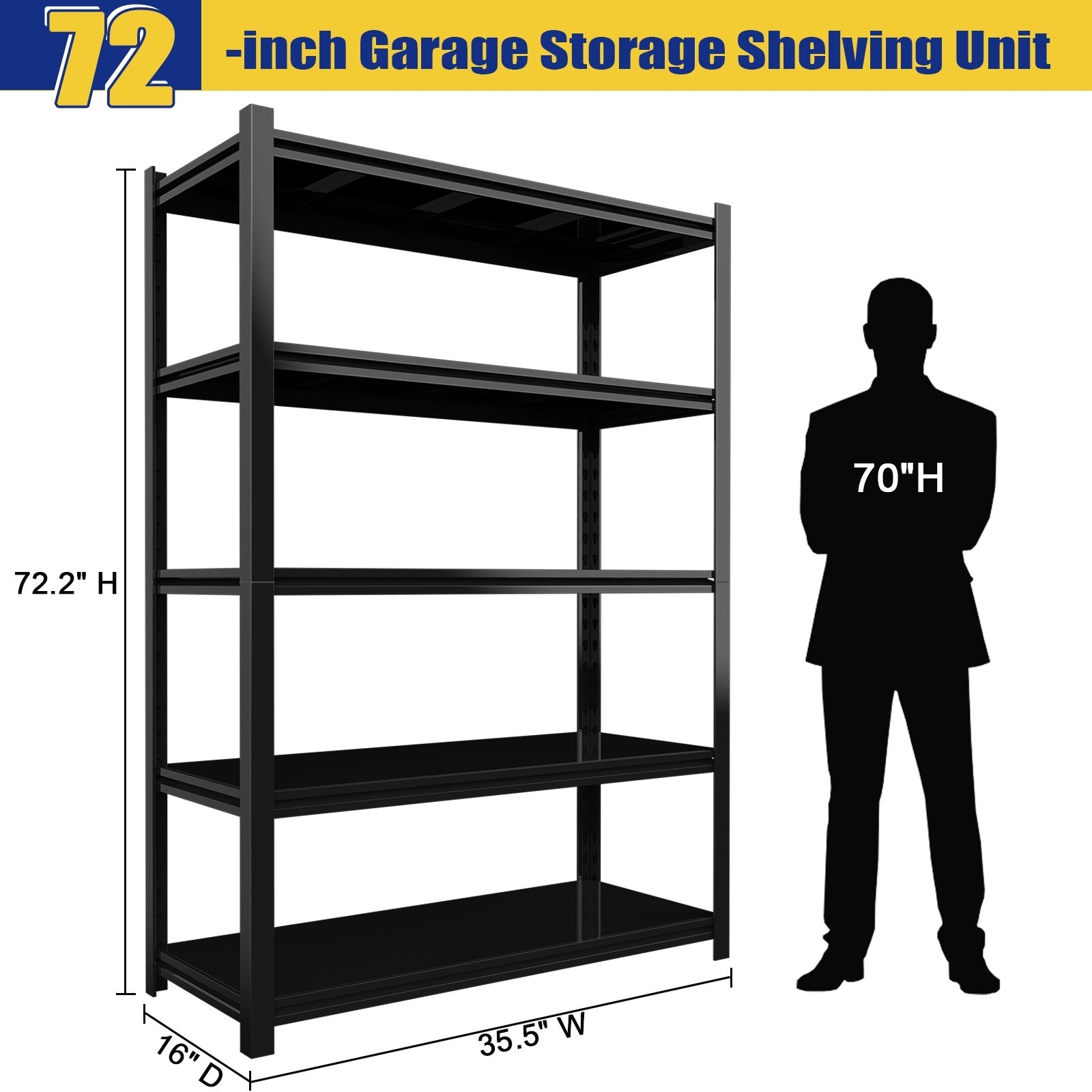 5-Tier Garage Storage Shelving Unit Garage Storage Rack Adjustable 2500 lbs Load gallery