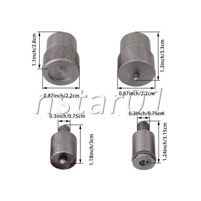 Hand Press Button Die Snaps Fastener for 831 Buttons Set of 12 Silver & Black gallery