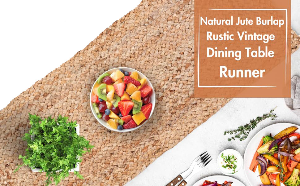 100% Natural Braided Jute Table Runner Rug Reversible Rustic Oval/Rectangle gallery