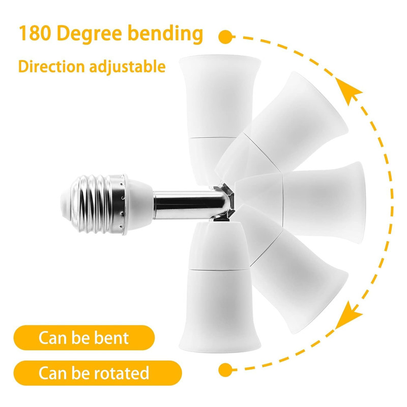 E26/E27 Light Socket Extender, 4.5 Inch Extension,Adjustable Vertical 90°Horizon gallery