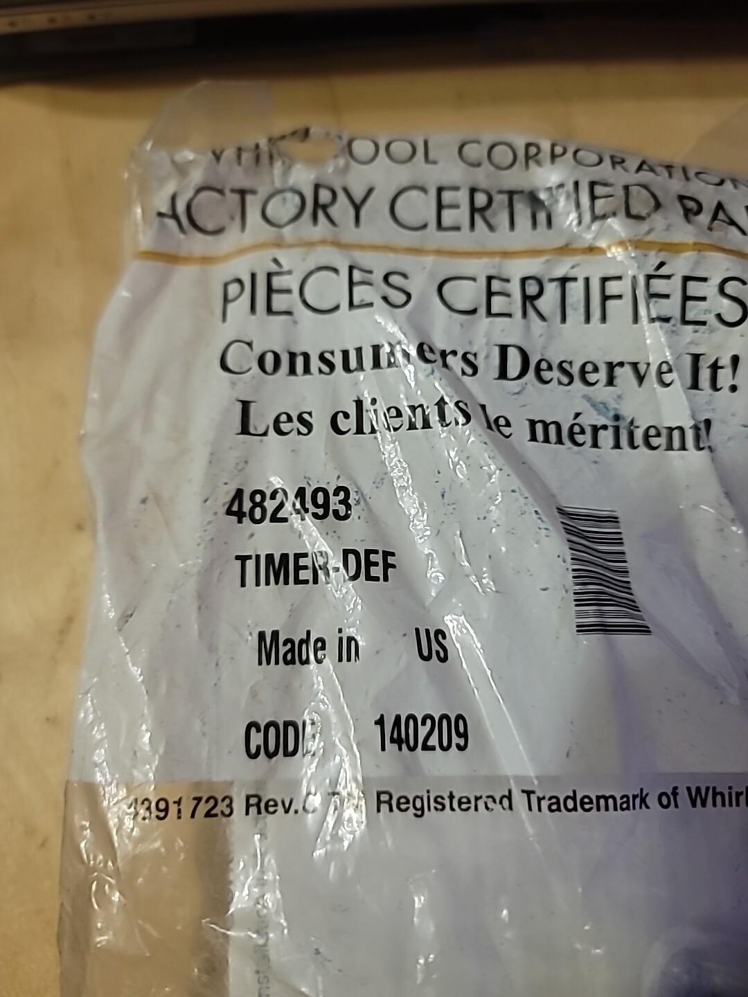 Whirlpool Kenmore W10822278 Defrost Timer 482493 NEW OEM gallery