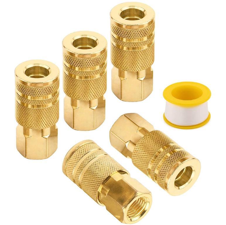 5 Pieces 1/4" Quick Connect Air Hose Fittings Female Coupler Connector Plug Kit gallery