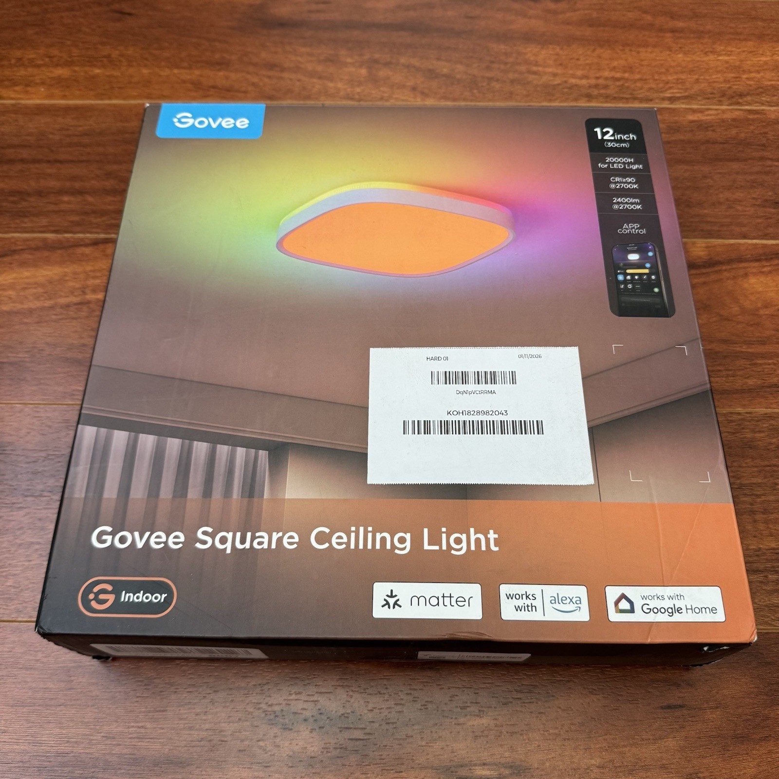 Govee Smart Ceiling Light, RGBIC LED Square Ceiling Light Fixture - Open Box gallery
