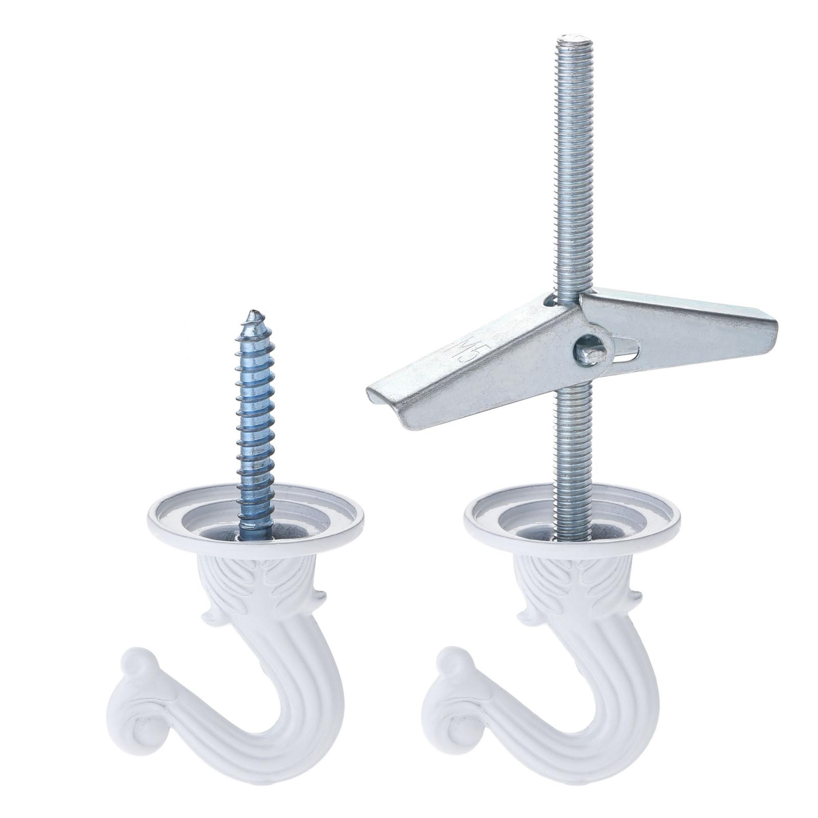 2Pcs Swag Ceiling Hooks with Hardware Zinc Alloy White Plants Hanging 29x38mm gallery