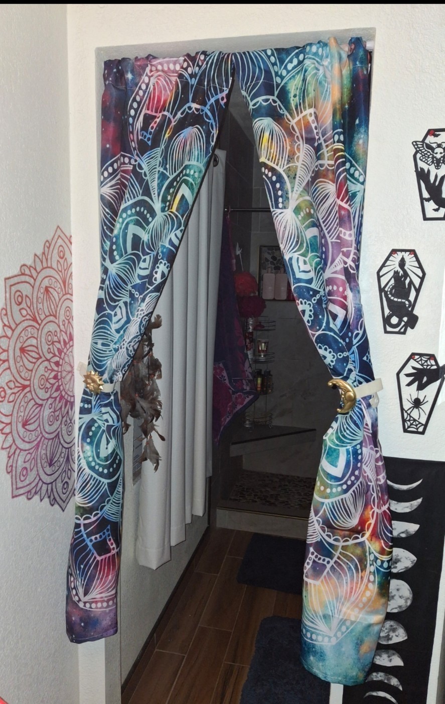 Modern Multicolor Mandala Pattern Curtain Panels w/ matching shower curtain gallery