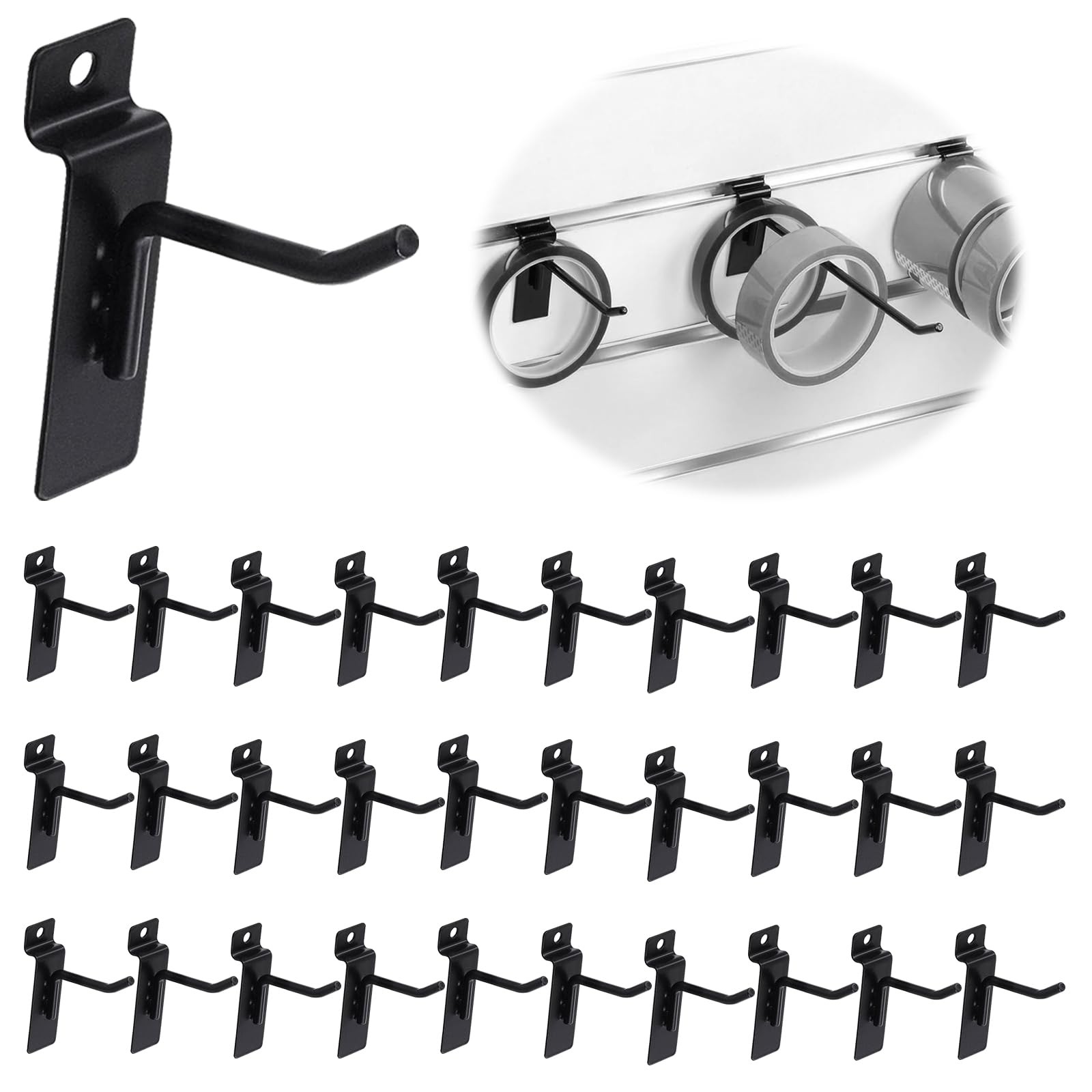 30Pcs 2 Inch/5CM Silver Slatwall Panel Hooks, Heavy Duty Slat Wall Hanging Di... gallery