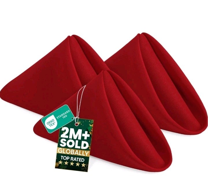 Red Polyester Napkins 20"x20" Solid Color Red - Lot of 36 gallery