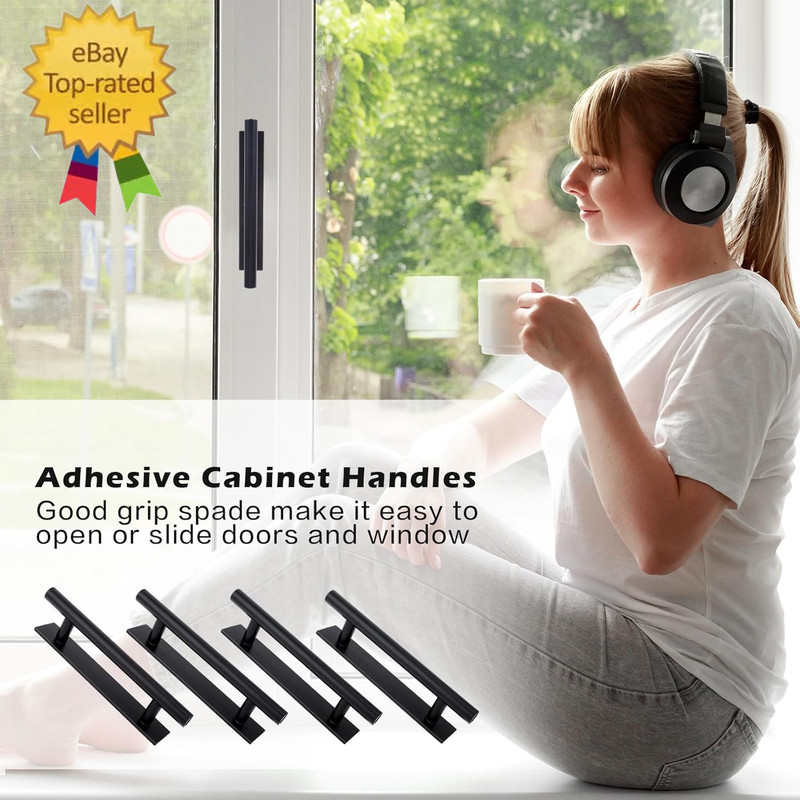 8 Pack Adhesive Cabinet Handles Pulls, Self Stick Door Handles ABS Plastic Pulls gallery