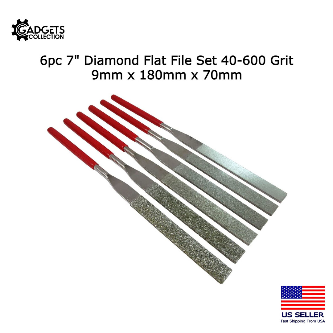 6pc 7" Diamond Flat File Set 9mm x 180mm x 70mm 40-600 Grit Ceramics Tile Glass gallery