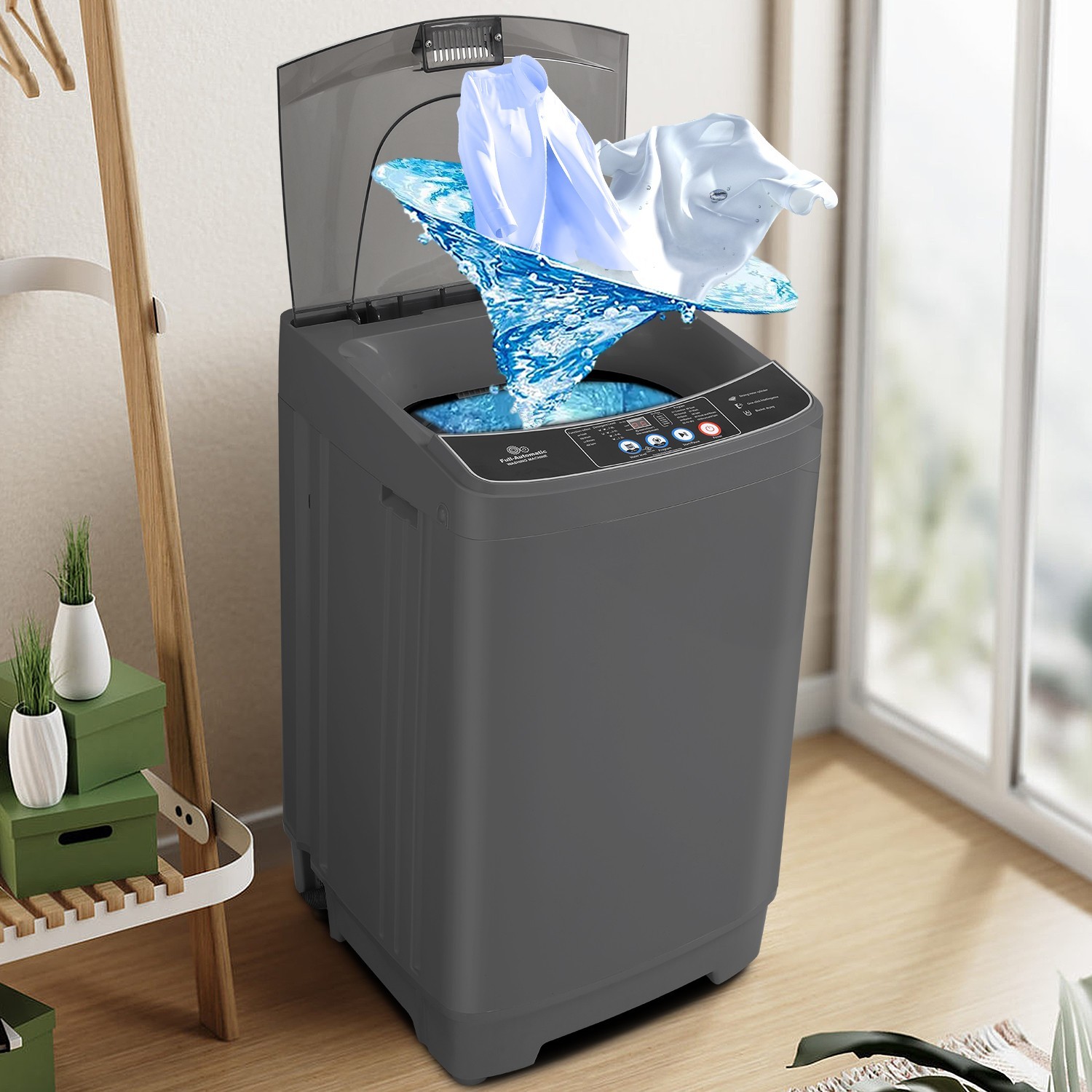 Portable Washing Machine 15.6 lbs Full Automatic Compact Washer Dryer Apartment~ gallery