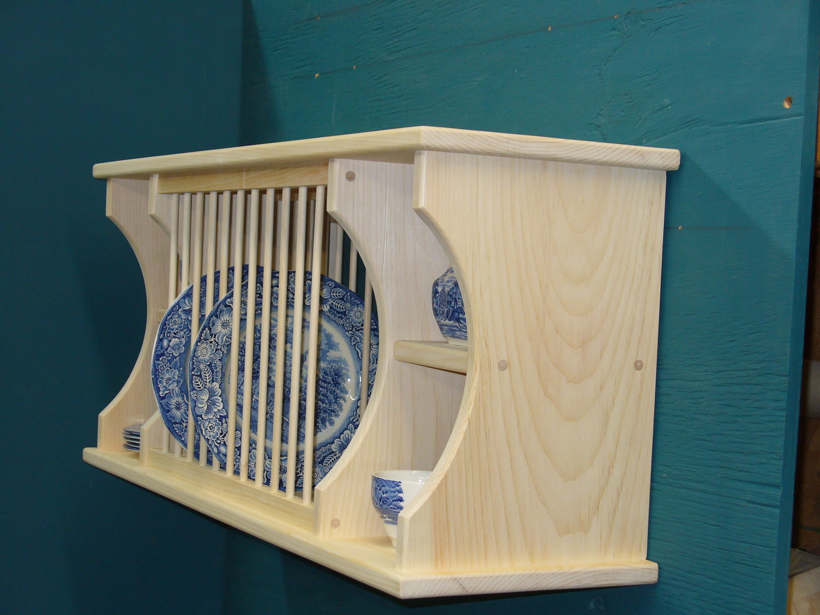 *NEW* split shelf cabinet wall counter WOOD PLATE dish RACK mugs glasses spice gallery