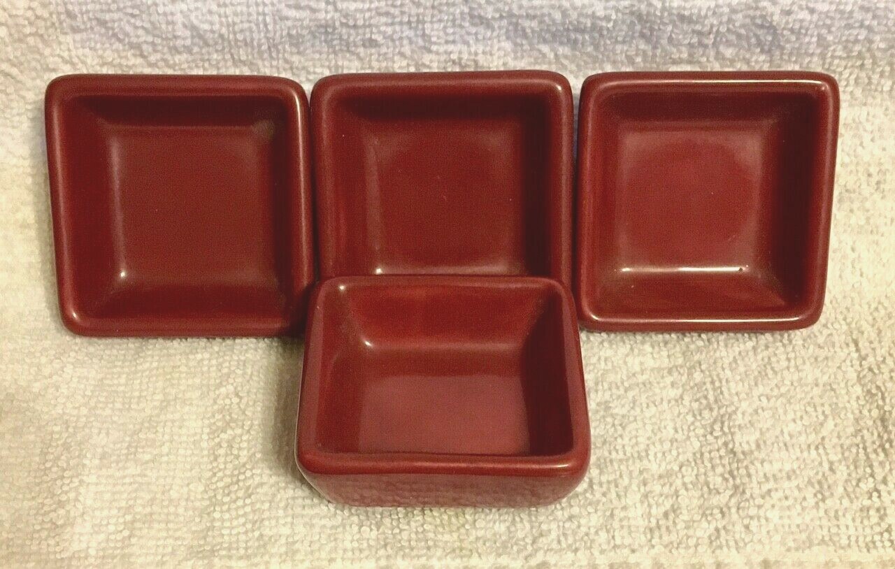 Set/4 Pampered Chef Simple Additions Petite Squares Cranberry Color Dip Bowls gallery