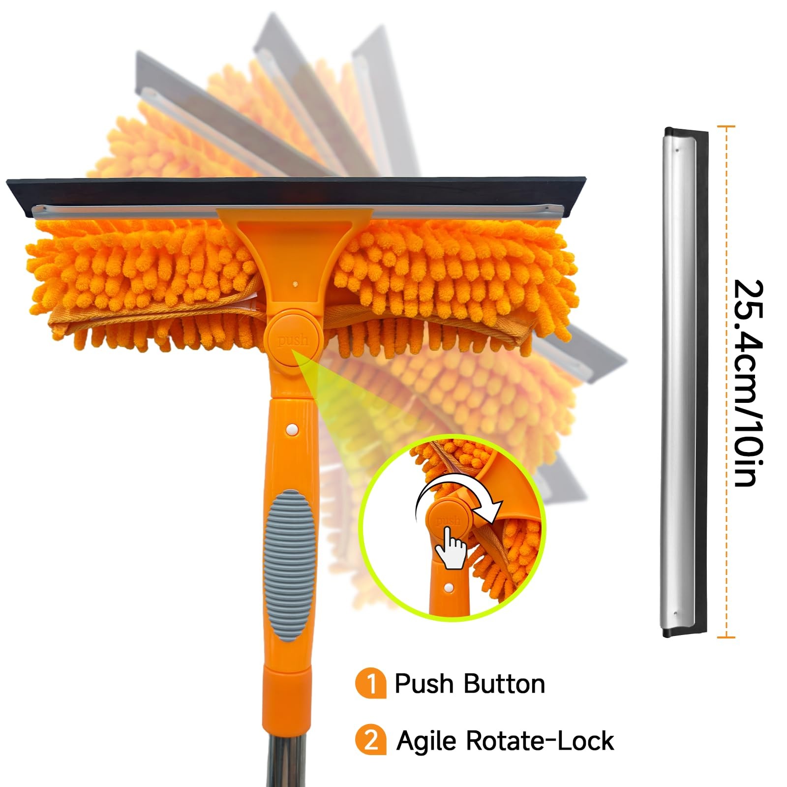 67" 2 in 1 Rotatable Window Cleaner with Extension Pole and Bendable Head gallery