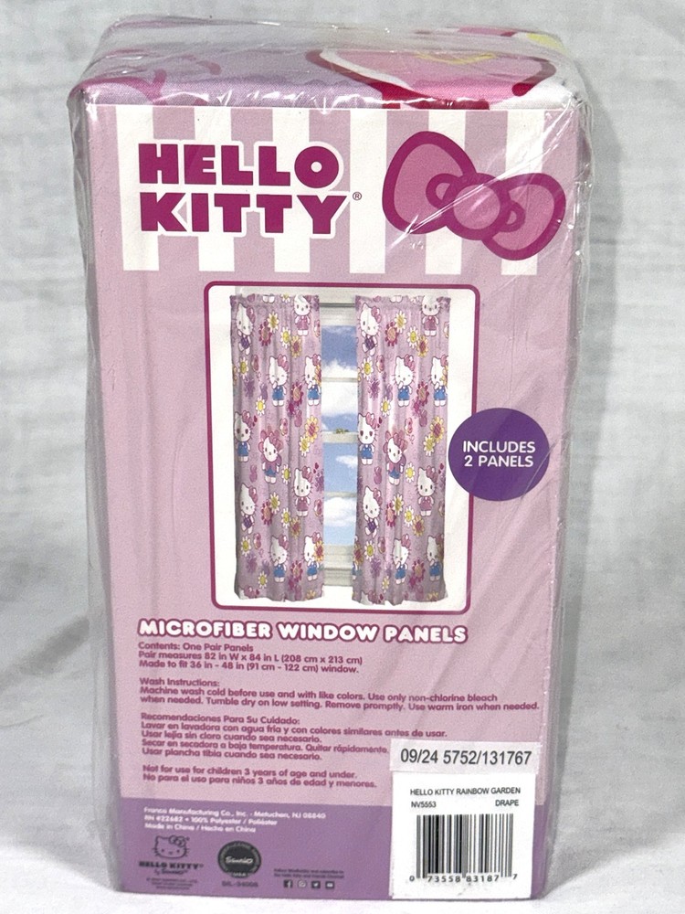 Sanrio Hello Kitty Microfiber Window 2 Panels Curtains Drapes Flower Kids Franco