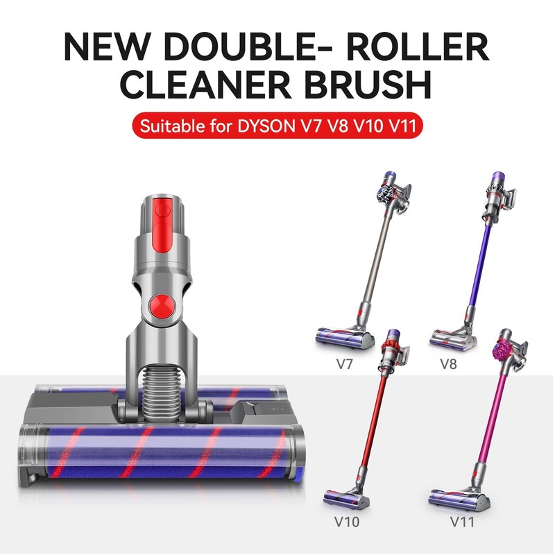E.LUO Double Roller Brush Floor Head for Dyson V7 V8 V11V10 V15 Vacuum Cleaner gallery