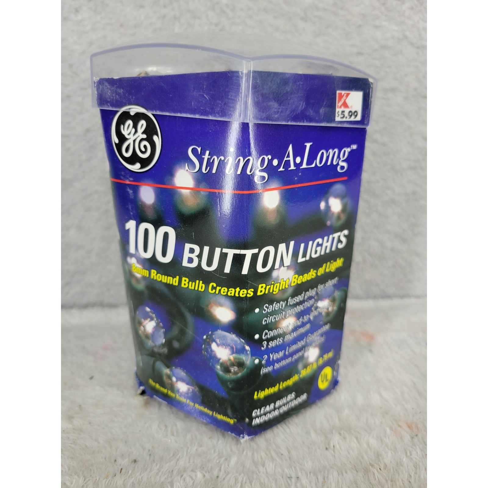 GE String-A-Long 100 Count Clear Button Lights Indoor Outdoor Lighting 28ft gallery