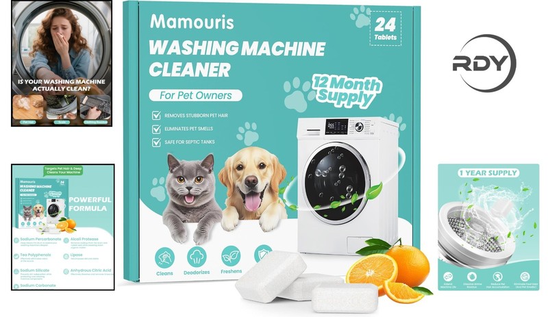 Deep Cleaning Tablets for Washing Machines - 24 Count, Odor and Pet Hair Remover gallery
