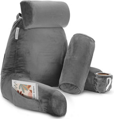 Reading Pillow with Shredded Memory Foam Includes 2 Neck and Lumber Support Pill