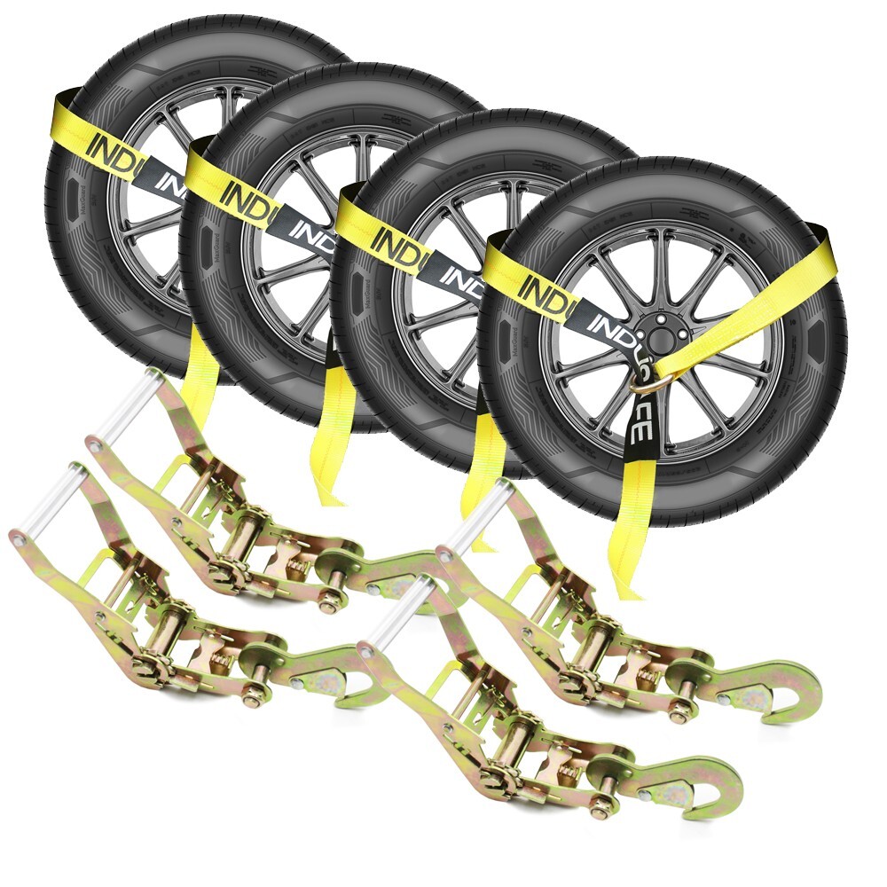 4 Packs Axle Straps with Snap Hook Car Trailer Hauler Ratchet Tie Down Strap gallery