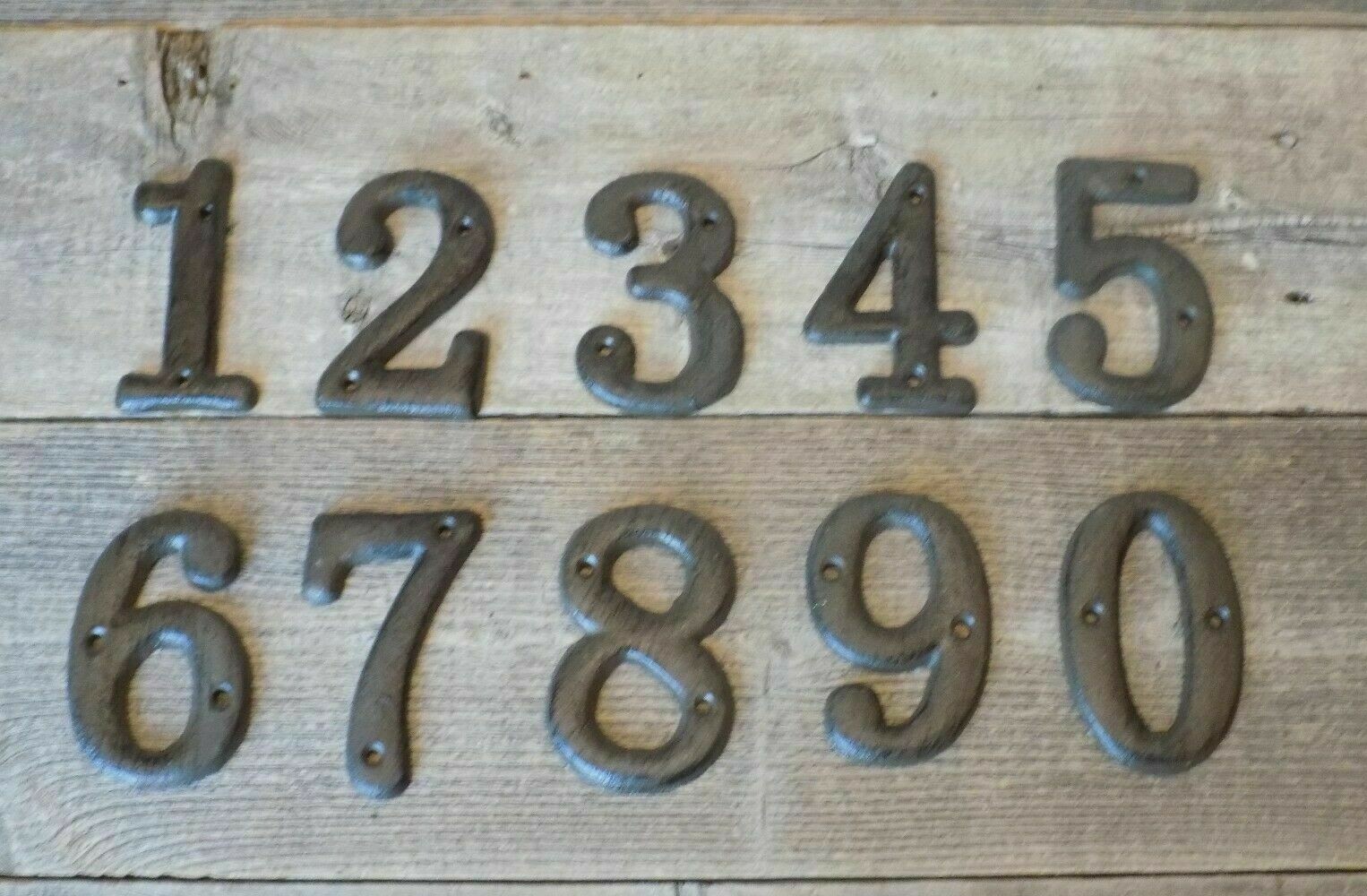 Metal House Numbers Street Address Rustic Cabin Cast Iron Pick #'s from 0-9 # gallery