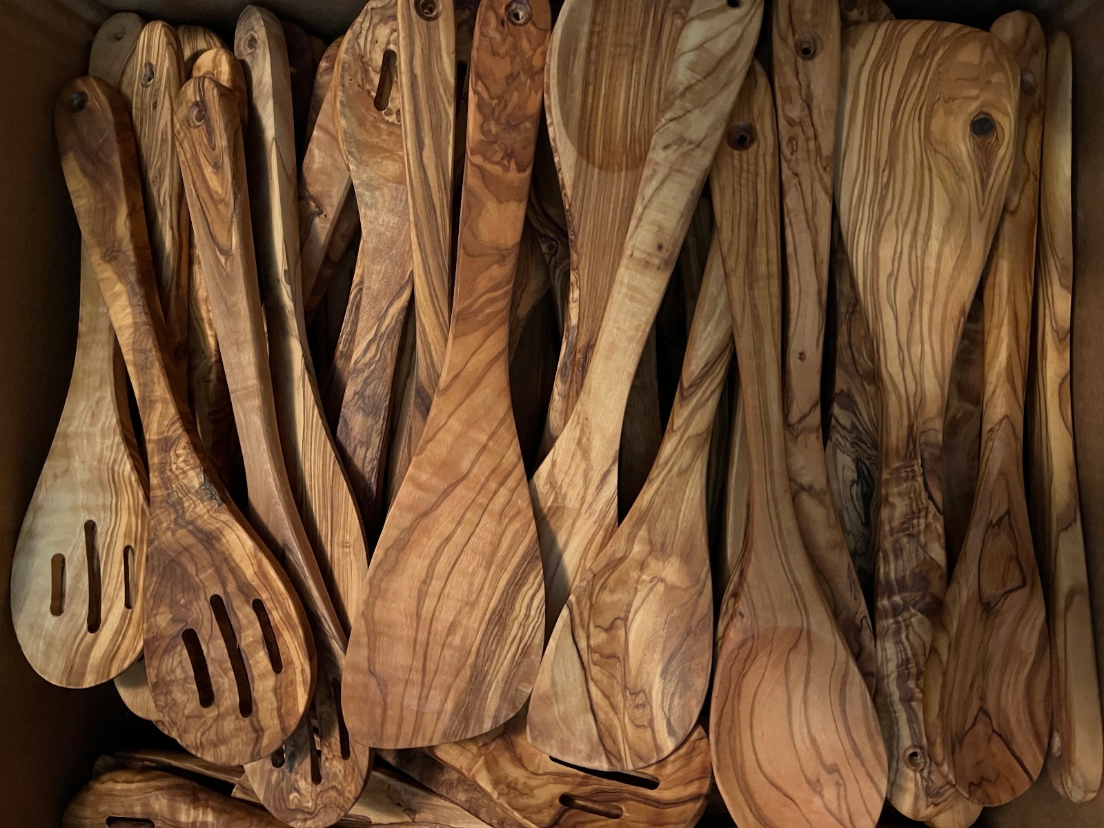 Olive Wood Kitchen Utensils, Spoons/Spatulas 11.5 in. Assorted Set of 5 Pieces. gallery