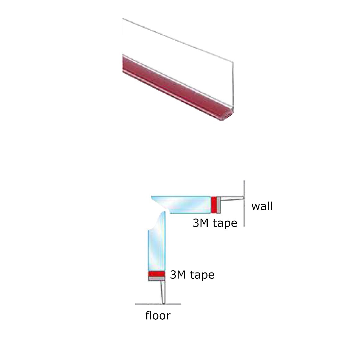 Clear Vinyl L-shape Seal with Pre-applied Tape for Frameless Shower Doors - 73" gallery