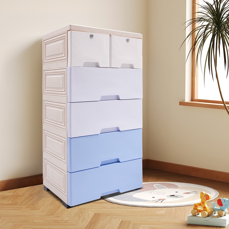 50*35*102cm Gradient Blue Storage Cabinet Plastic Drawers Dresser With Drawers gallery