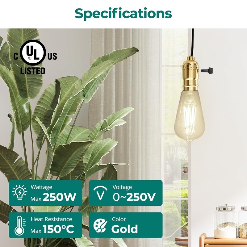 Listed 3-Way Lamp Socket Replacement, E26 Standard Threaded Base Light Socket... gallery
