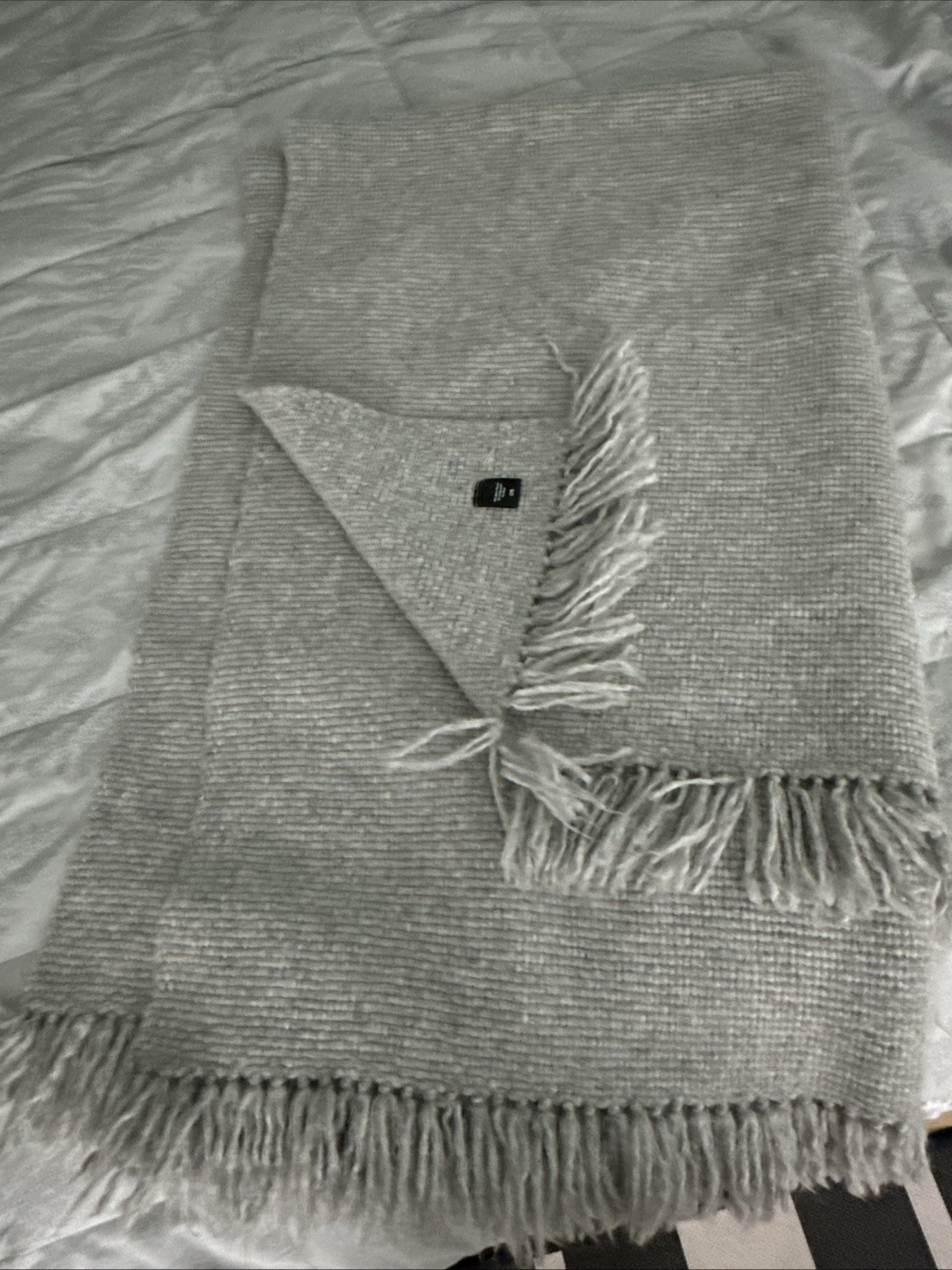 Area Home Baby Alpaca Blend Throw Blanket 42” X 66 “ Blanket Light Gray fringe gallery