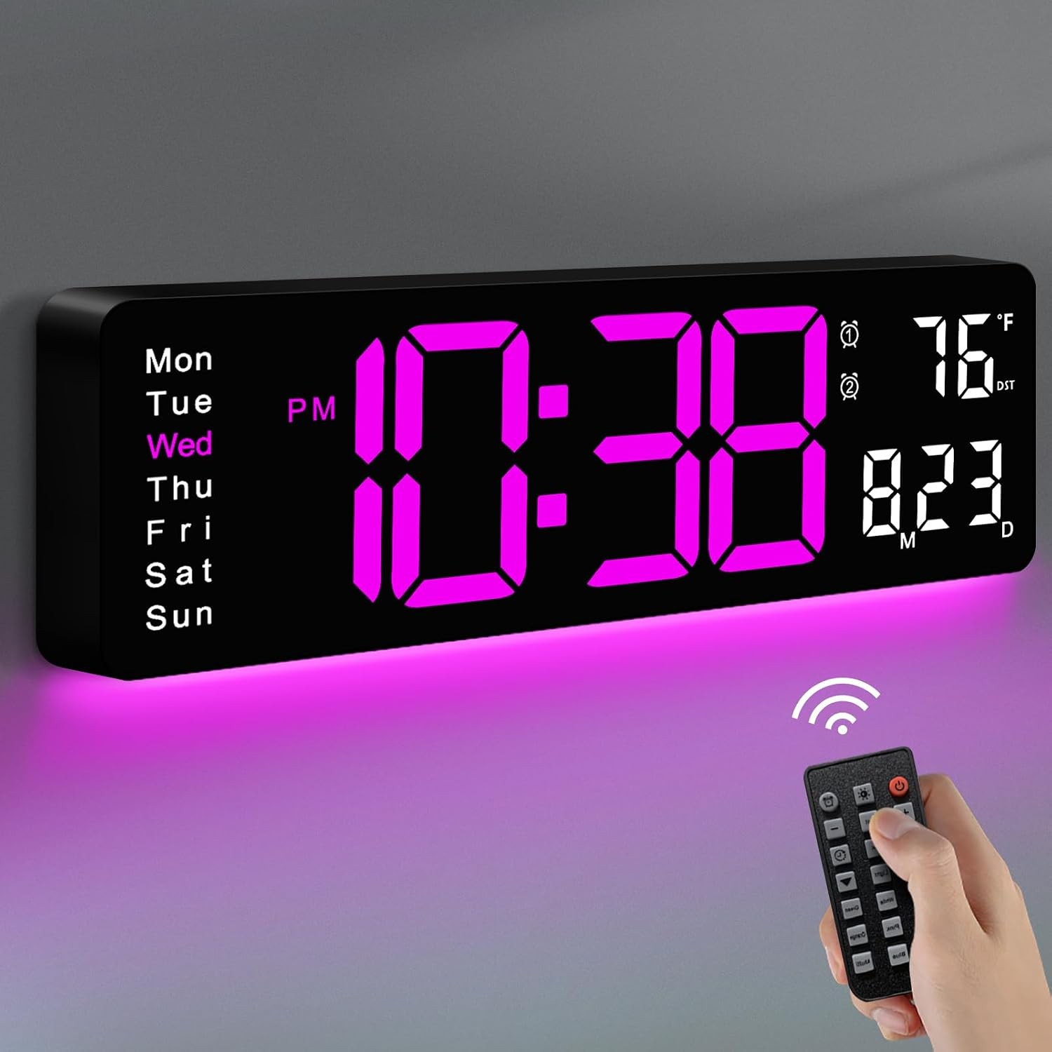 Digital Wall Clock, 16" Large Display Digital Clock with Remote Control Dimming gallery