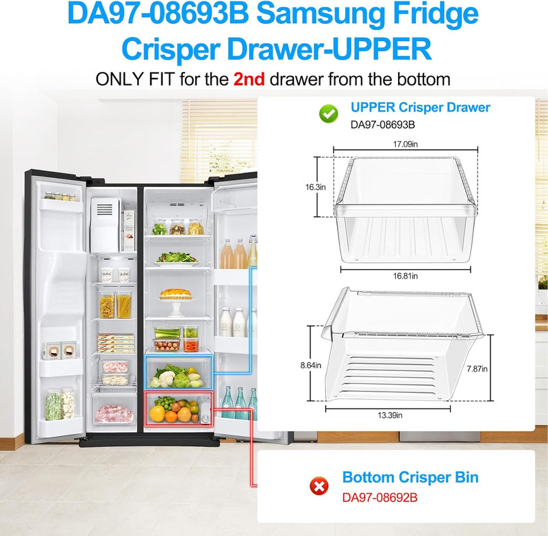 Samsung Refrigerator Crisper Drawer Replacement DA97-08693B - Compatible Parts gallery