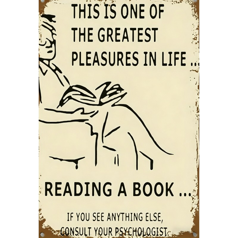 Reading A Book Retro Metal Tin Sign Funny Optical Illusion Home Decoration Gift gallery