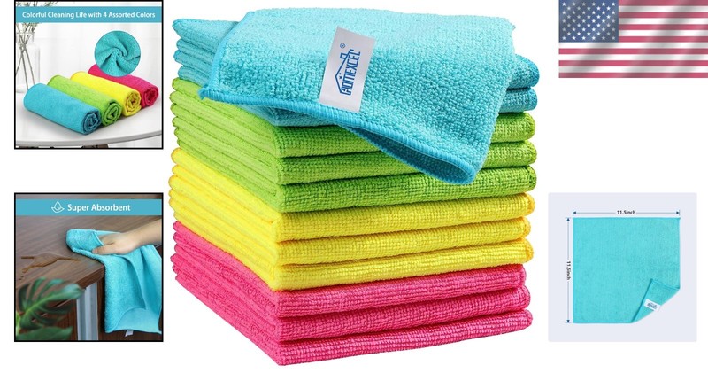 12-Pack Multi-Color Microfiber Cleaning Cloths - Soft, Durable & Eco-Friendly gallery