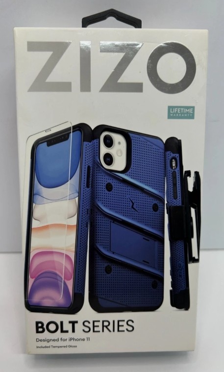 ZIZO BOLT SERIES Case BLUE for iPhone 11 to 16 Series, Belt Clip + Temper Glass