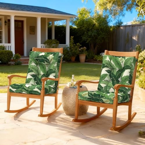 Outdoor Tufted Low Back Cushions, Solid Fluffy 42x21x4 Swaying Palms Green gallery