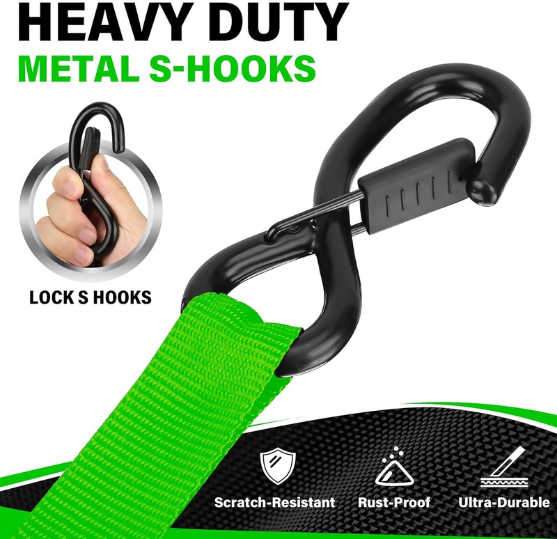 2/4-Pack 10FT Retractable Ratchet Tie-Down Straps | 1763LBS Heavy-Duty | S-Hook gallery