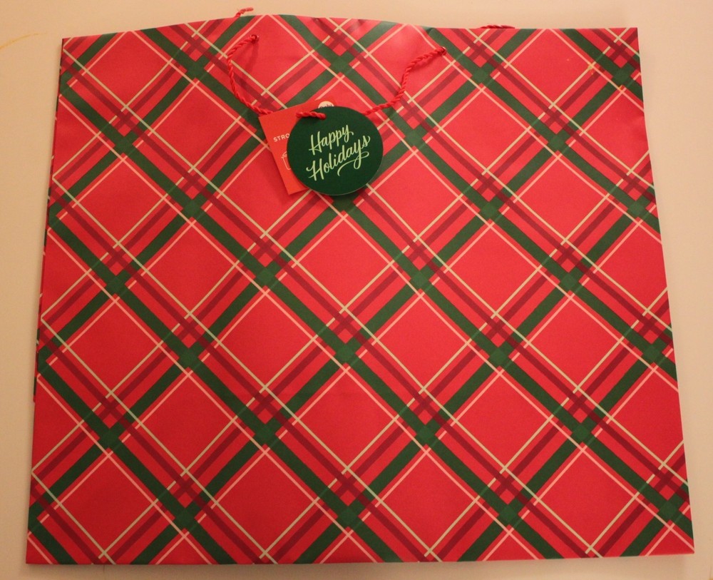 Hallmark Red Plaid - EXTRA LARGE - Gift Bag - 21.5" x 19" x 10"