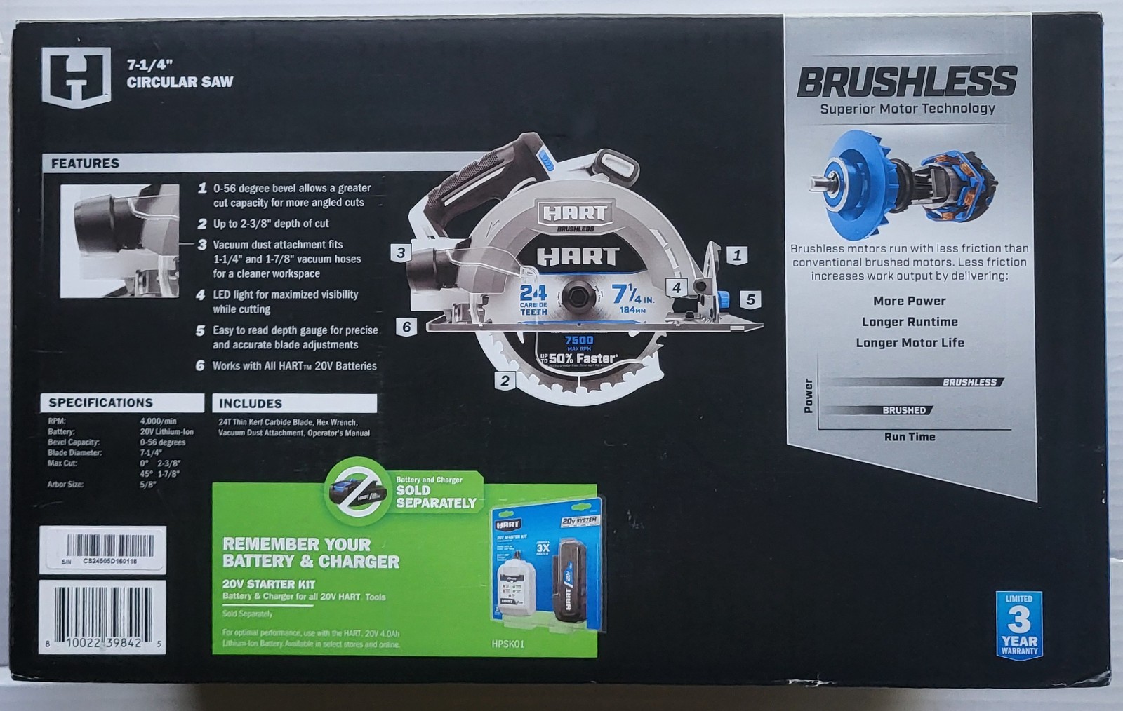 HART HPCS25 Brushless 20-Volt 7-1/4 Inch Circular Saw (Battery Not Included) New gallery