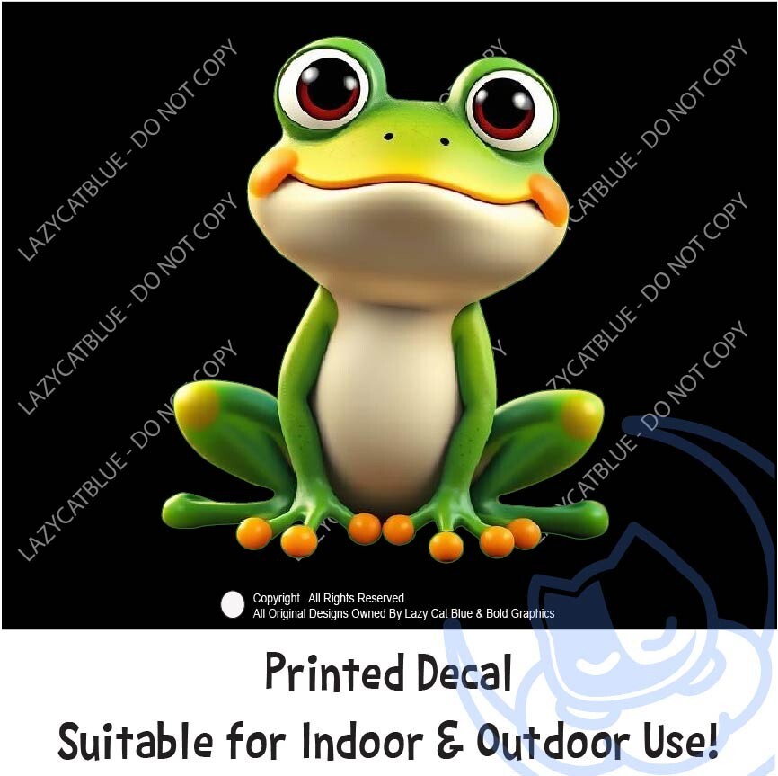 Cute Frog Decal Sticker Big Eyes Reptile Amphibian Love Frogs Smile Nature Life gallery