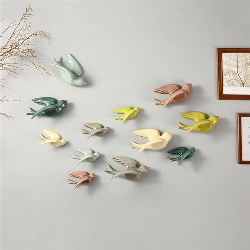 1PCS Ceramic Simulation Swallows Wall Hanging Birds Flying Bird Ornament Decor gallery
