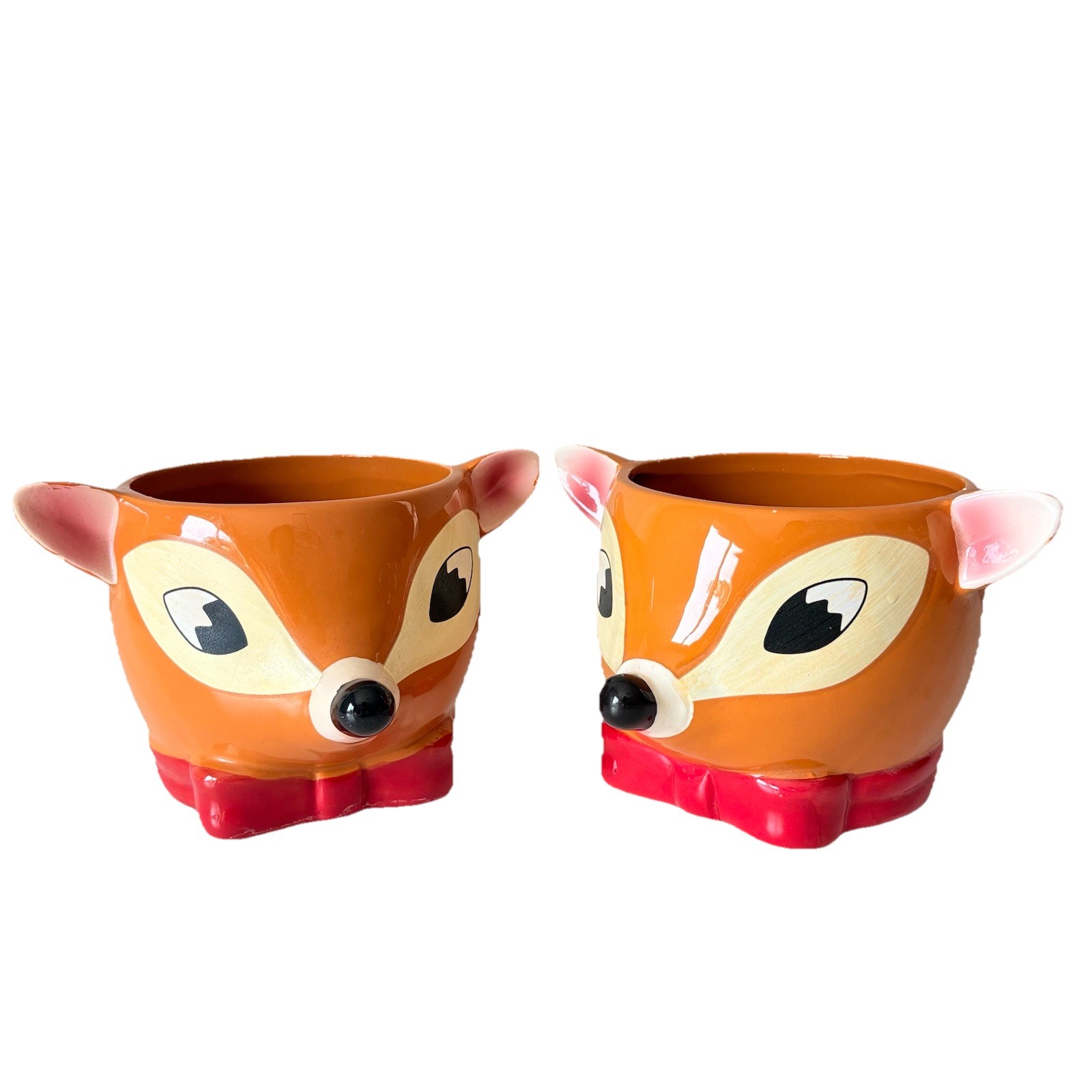 Set 2 Bambi Ceramic Pots Small Succulent Planters One Drainage Hole One No Hole gallery